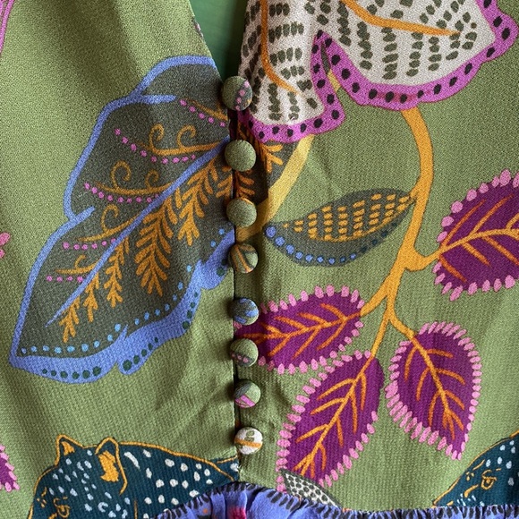 COPY - FARM RIO NWT WILD JUNGLE Long Sleeve Flowy Handkerchief Midi Dress Size … - Picture 5 of 12